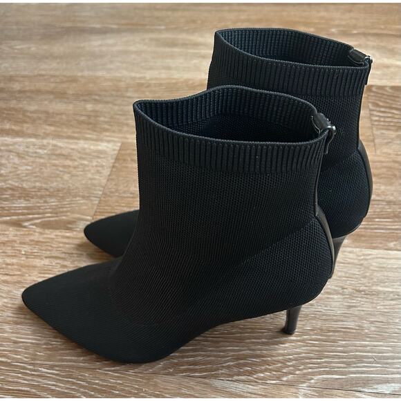 Calvin Klein Gabby Sock Knit Heel Pointy Toe Boots Booties Size 10 Black - Picture 2 of 7